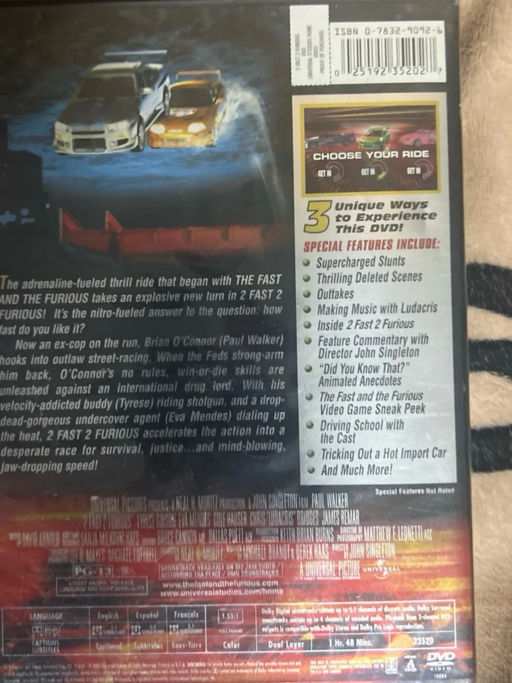Universal 2 Fast 2 Furious DVD - Yellow/Green Cover